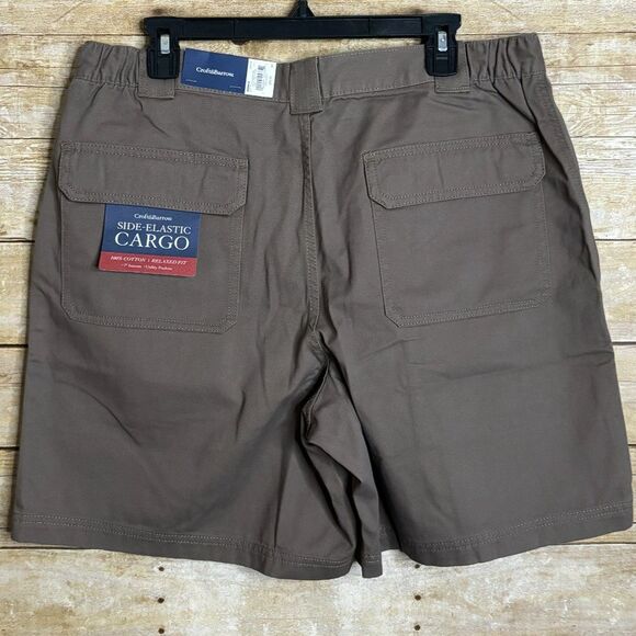 CROFT & BARROW SHADOW BROWN STRETCH RELAXED FIT EVERYDAY CASUAL CARGO SHORTS NWT - Picture 2 of 4